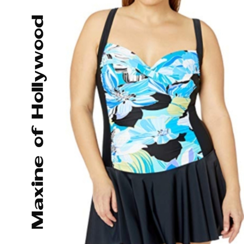 Maxine of Hollywood Blue Floral One Piece Swimsuit​​​​​